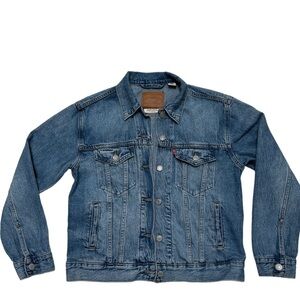 Levi’s Premium Classic Trucker Jean Jacket Blue Denim Small 155/80